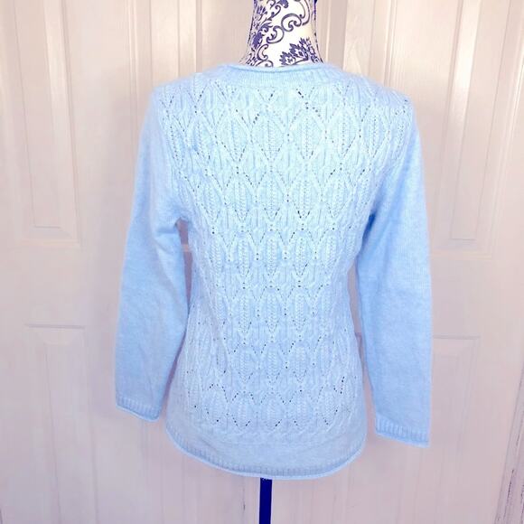 Talbots wool blend light blue knit pullover sweater medium - Picture 5 of 7